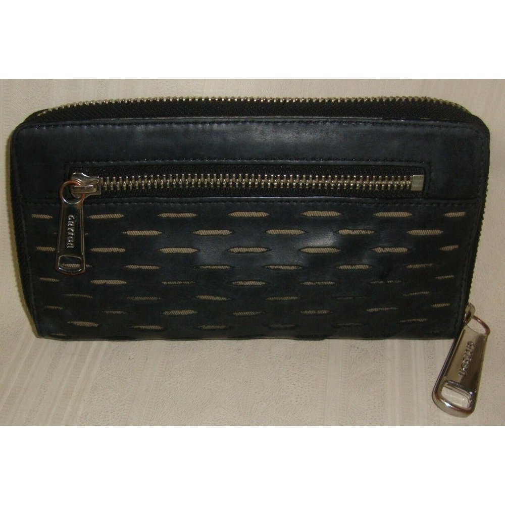 Joy Gryson Black Perforated Leather Zip around Wallet - Picture 3 of 6